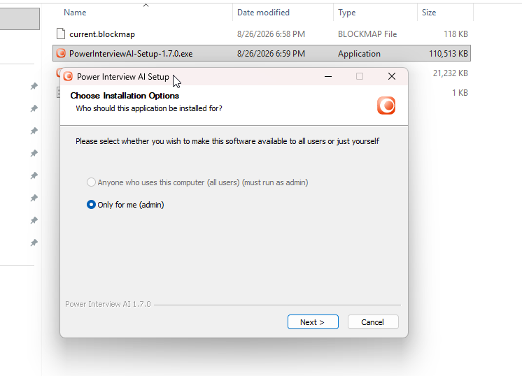 Running the Windows installer